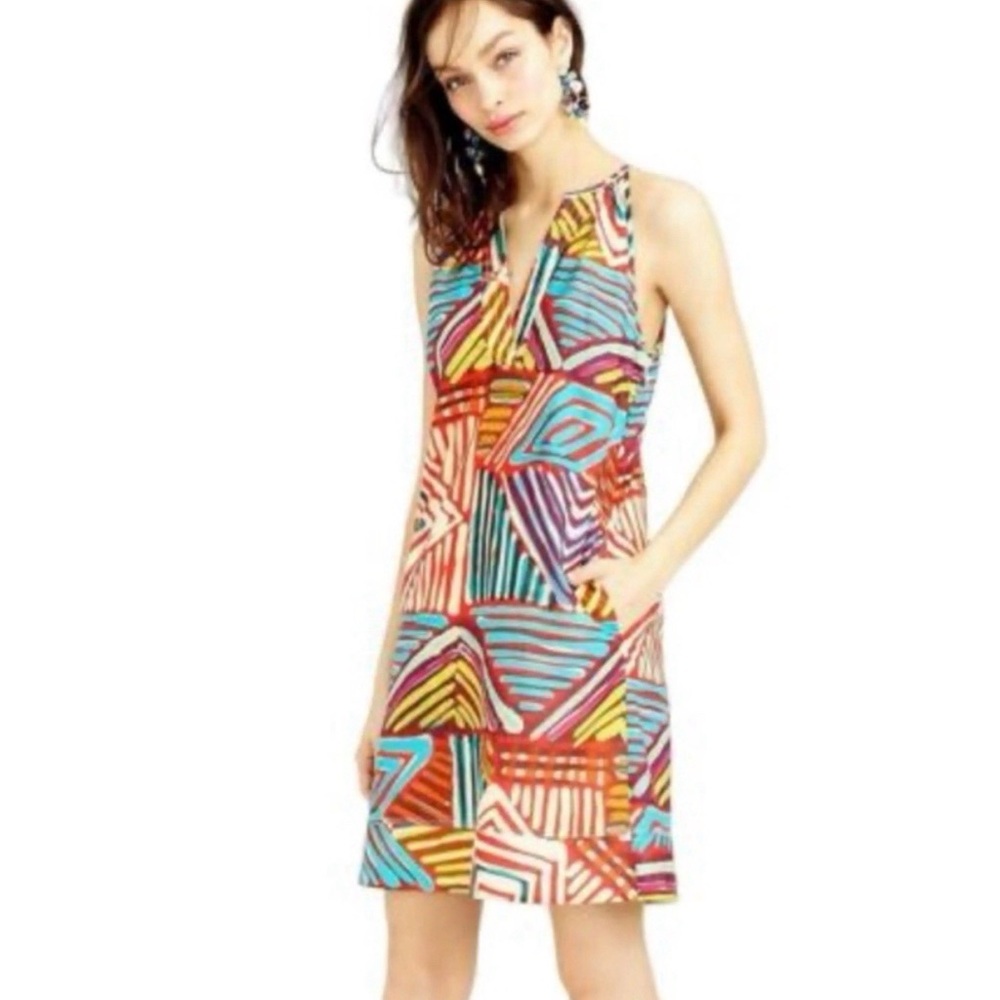 J. Crew collection Multicolor rainbow cotton geometric Dress with pockets 8